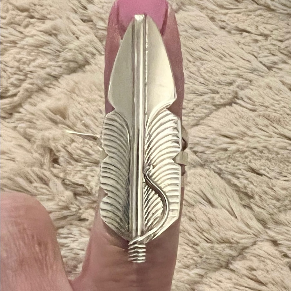 Sterling Silver Feather Ring sz 9